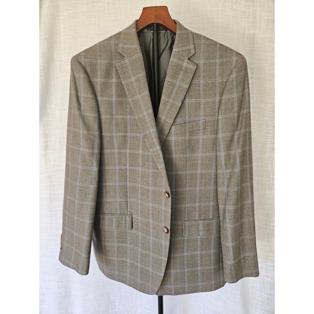 Ralph Lauren Blazer Mens 44R Silk Wool Windowpane Plaid Old Money Preppy Classic